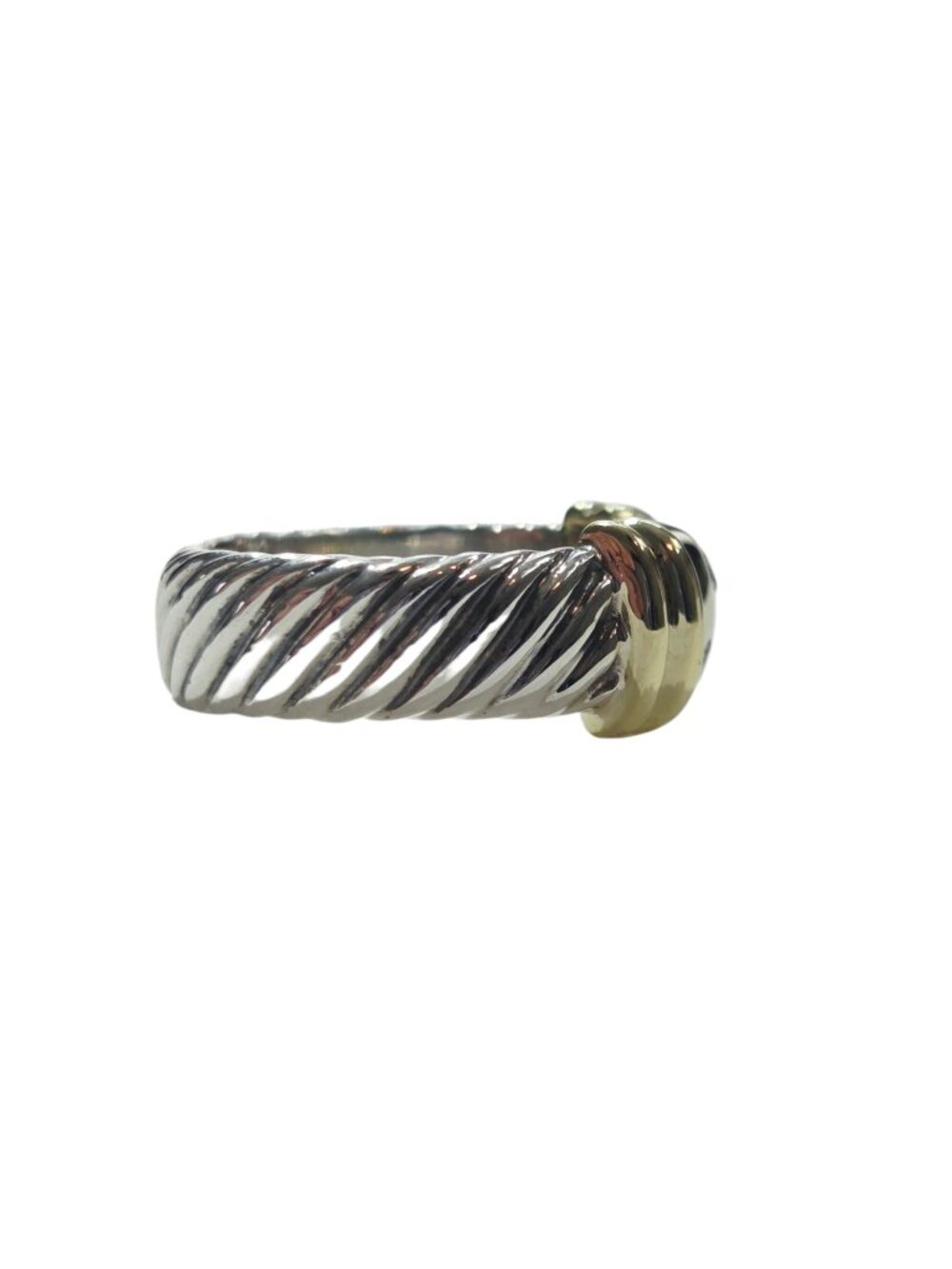 David Yurman 14K Yellow Gold and Sterling Silver Diamond Metro Band 6 #25224 - Picture 3 of 10